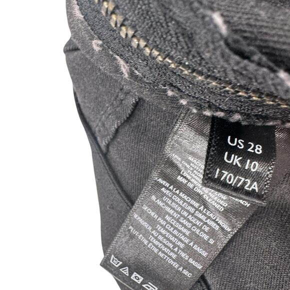 Free People We The Free Pull-On Flare Jeans Crossfront Black Denim Size 28 - Picture 10 of 12